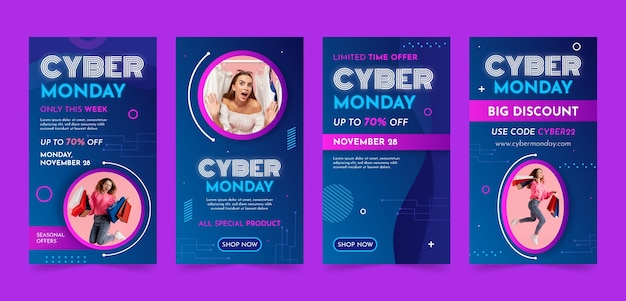 Vector cyber monday instagram stories collection