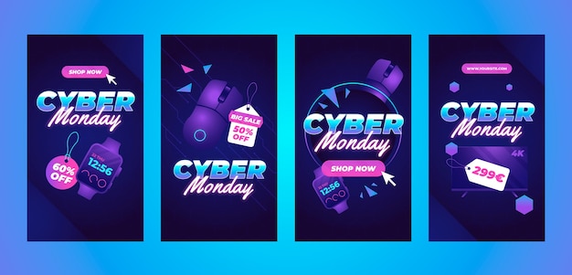 Vector cyber monday instagram stories collection