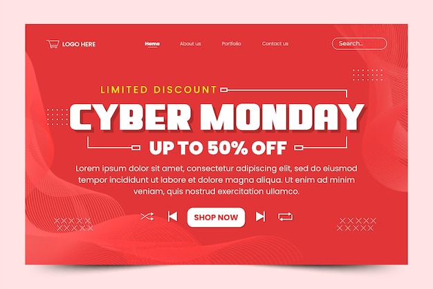 Cyber Monday landing page design template is easy to customize