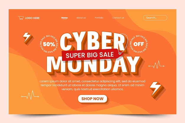 Modello di progettazione della pagina di destinazione del cyber monday