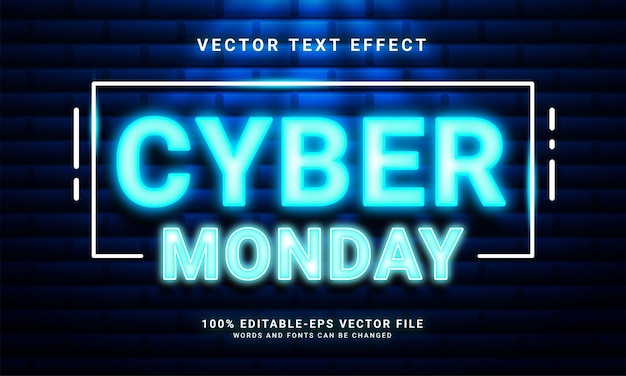 Effetto di testo modificabile con luce cyber monday adatto per eventi a tema cyber monday.