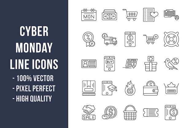 Cyber Monday Line Icons