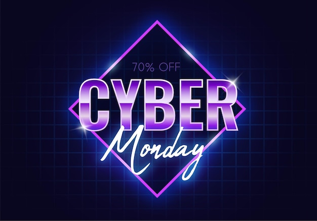 Vector cyber monday neon banner