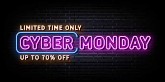 Vector cyber monday neon sign neon style