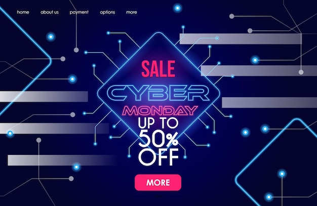 Vector cyber monday neon vector banner design with text space seasonal