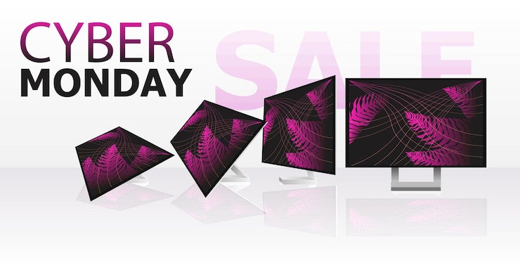Vector cyber monday online sale poster advertising flyer holiday shopping promotion banner discount concept horizontal vector illustration