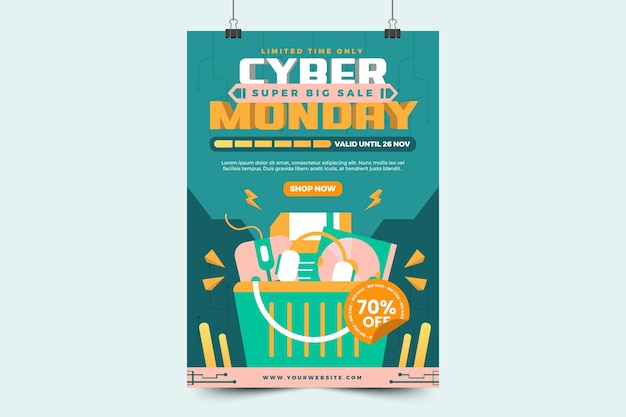 Cyber Monday poster or flyer design template is easy to customize