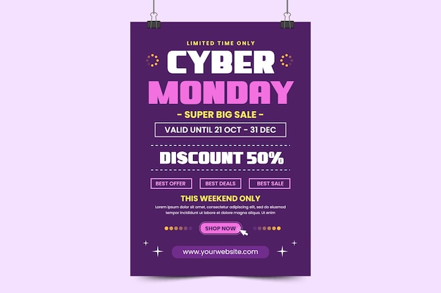 Cyber Monday poster or flyer design template is easy to customize