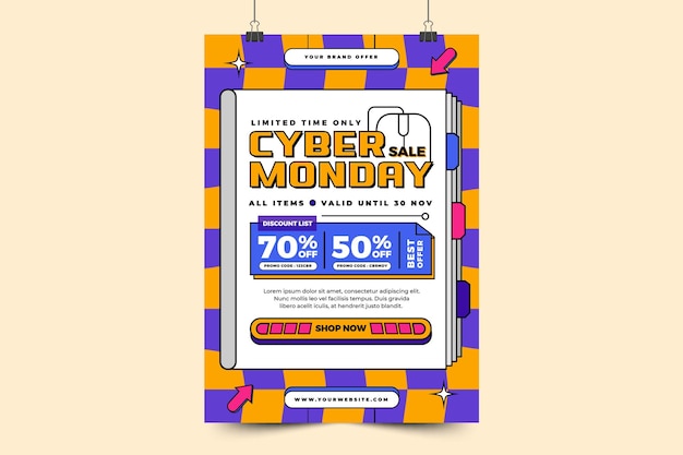 Cyber Monday poster or flyer design template is easy to customize