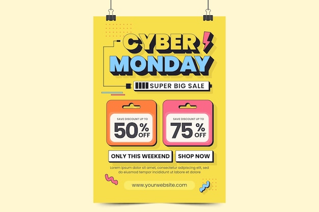 Il modello di progettazione di poster o volantini cyber monday è facile da personalizzare