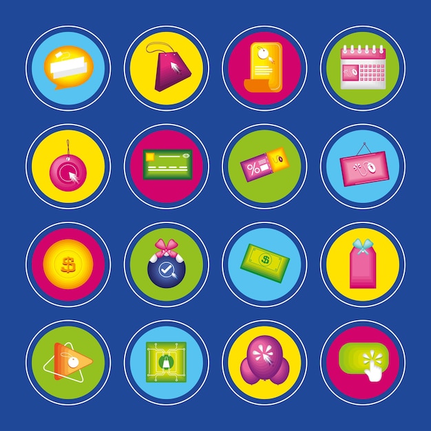 Cyber monday round icons