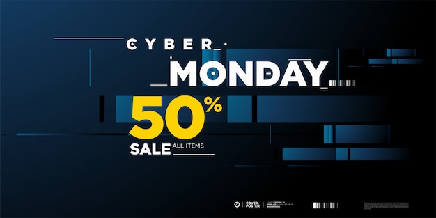 Cyber monday sale 50% banner template