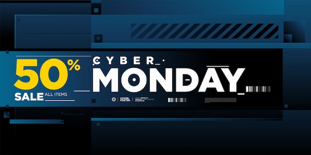 Vettore modello di banner di vendita di cyber lunedì 50%