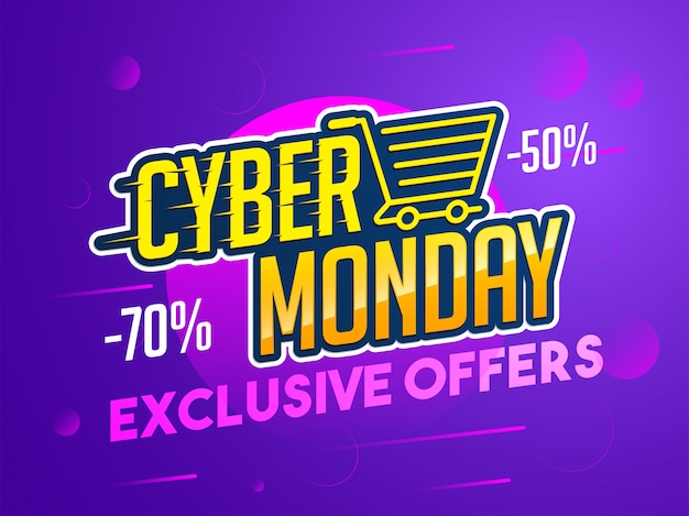 Vector cyber monday sale banner design with discount offer.