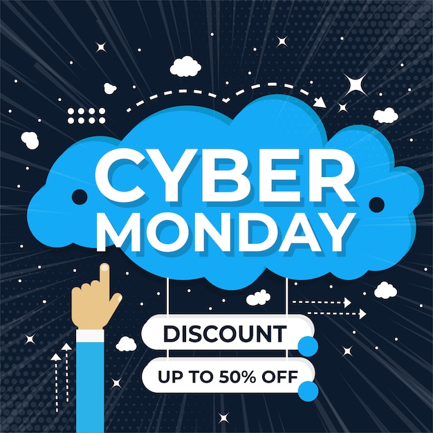 Vector cyber ​​monday sale banner set elements premium vectorpakket