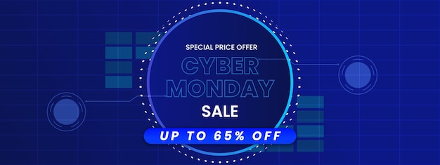 Cyber monday sale banner social media post template with blue design