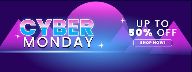 Cyber Monday sale banner social media post template with cyberpunk design with moon background