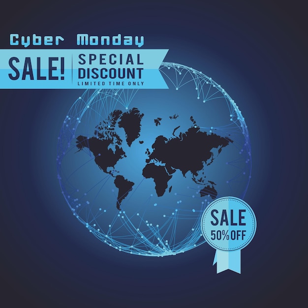 Vector cyber monday sale banner template for business promotion vector illustration