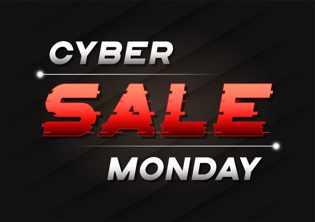 Cyber monday sale banner  with a glitch sled text.