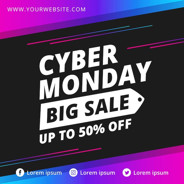 Vector cyber monday sale banner with speed light illustration