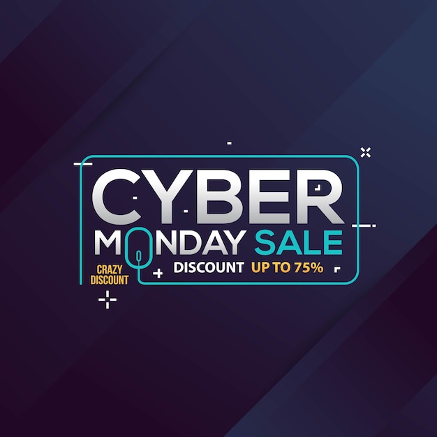 Cyber Monday Sale banner with trendy geometric background