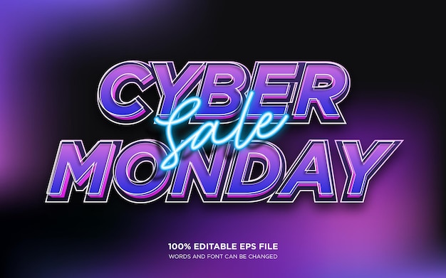 Редактируемый эффект стиля текста Cyber Monday Sale