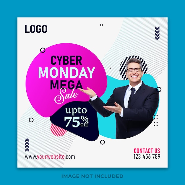 Modello di banner per eventi di vendita del cyber monday per la promozione aziendale