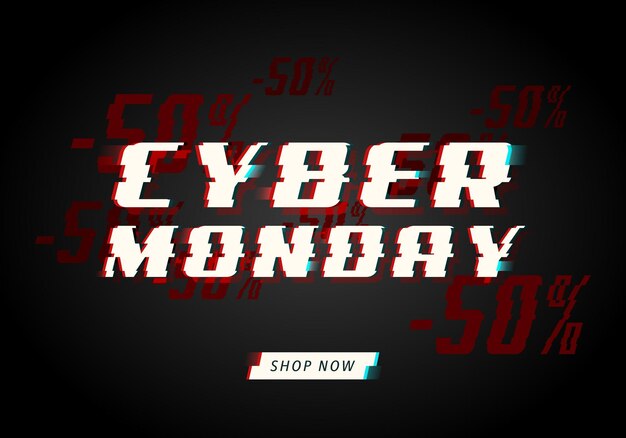 Cyber Monday sale horizontal card template for business promotion