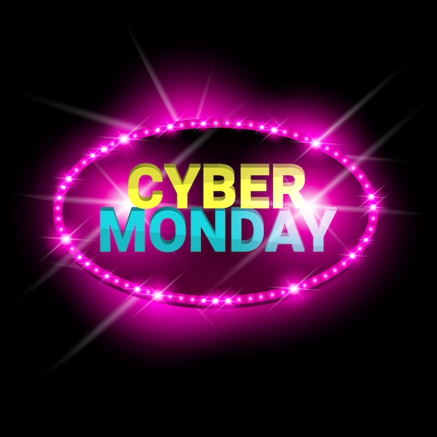 Cyber monday sale neon banner glanzend ontwerp