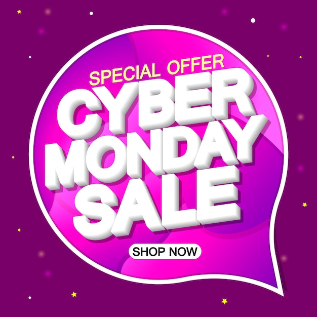 Cyber monday sale poster design template or banner for shop and online store vector illustration