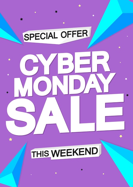 Cyber Monday Sale poster design template or banner for shop and online store vector illustration