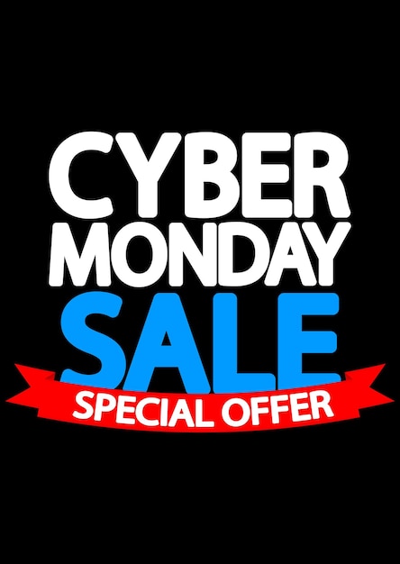 Cyber Monday Sale poster design template or banner for shop and online store vector illustration