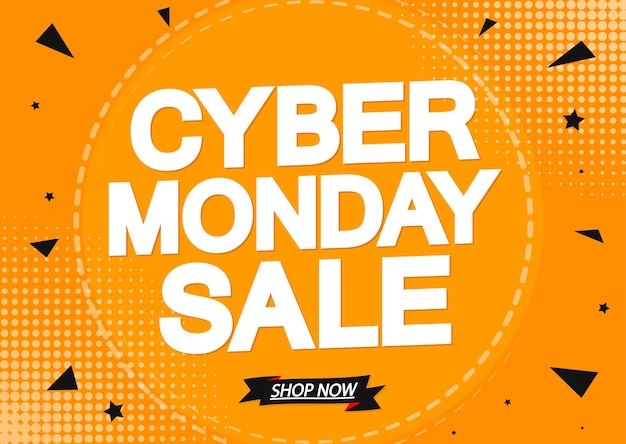 Cyber Monday Sale poster design template or banner for shop and online store vector illustration
