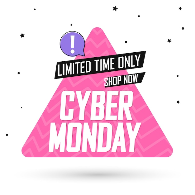 Modello di poster o banner per la vendita del cyber monday per l'illustrazione vettoriale di negozi e negozi online