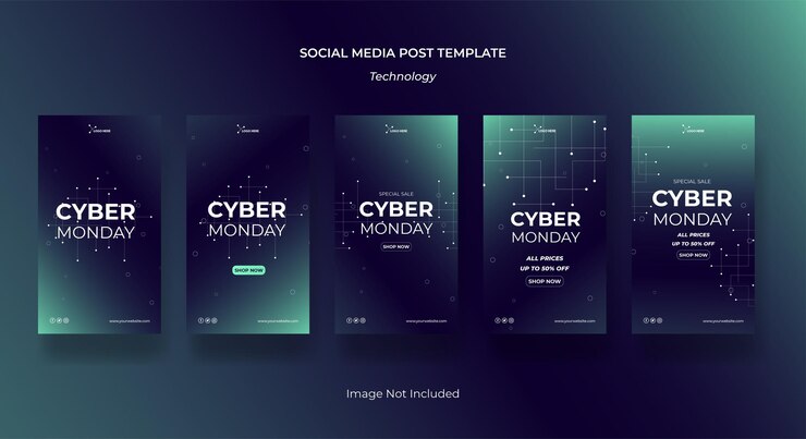Vector 사이버 먼데이 세일 소셜 미디어 포스트 스토리 모음