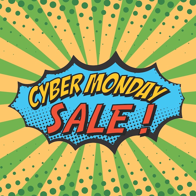 Vector cyber monday sale in speech bubble pop art style