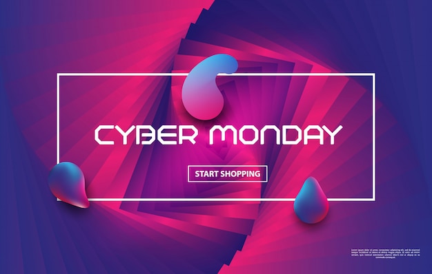 Cyber monday sale techno style.disegno di sfondo di colore liquido. composizione della forma del gradiente liquido.