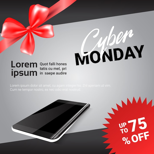 Cyber Monday Sale Template Banner Discounts On Modern Smart Phones Design