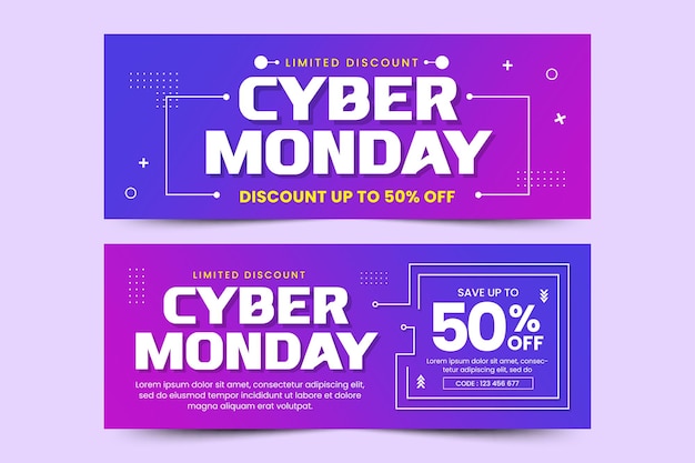 Vector cyber monday social media cover banner design template is easy to customize