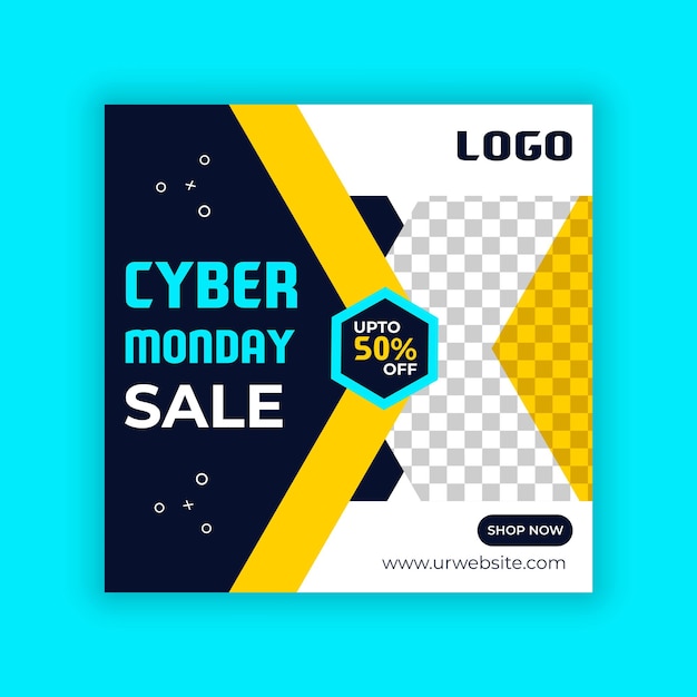 Vettore modello di progettazione di post sui social media del cyber monday modello di banner pubblicitario sui social media del cyber monday