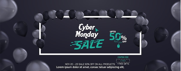 Cyber monday social media sale banner ad vector template design