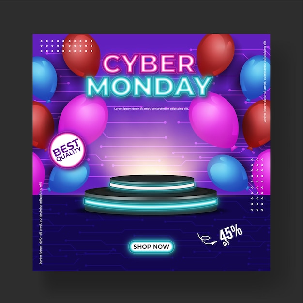 Cyber monday супер распродажа шаблон баннера в социальных сетях