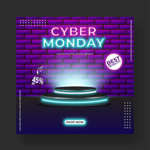 Cyber monday супер распродажа шаблон баннера в социальных сетях