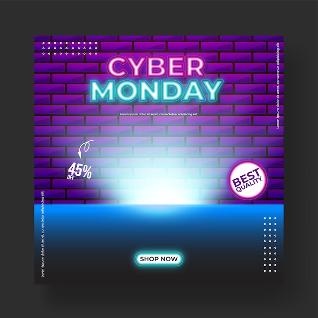 Cyber monday супер распродажа шаблон баннера в социальных сетях