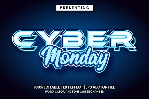 Cyber monday text effect neon style