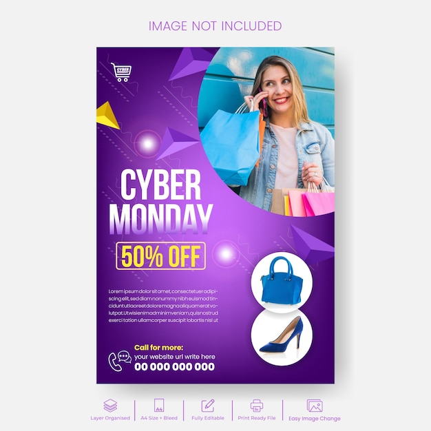 Cyber Monday vector flyer of poster sjabloon voor Fashion Retail E-commerce producten verkoop Promotie