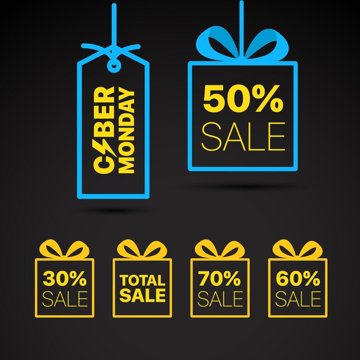 Вектор этикетка вектора cyber monday. discound этикетка векторные иллюстрации