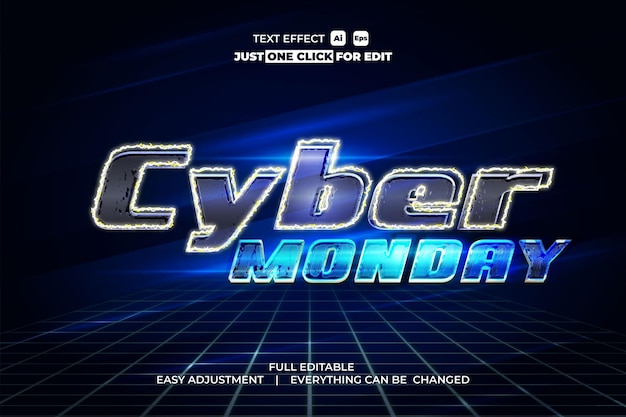 Cyber monday vector text effect editable