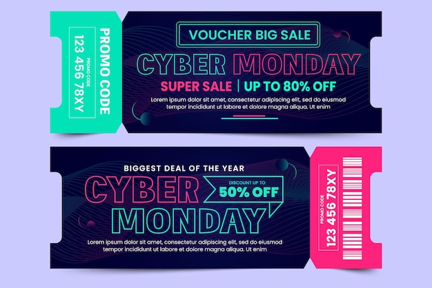 Cyber monday voucher or coupon design template