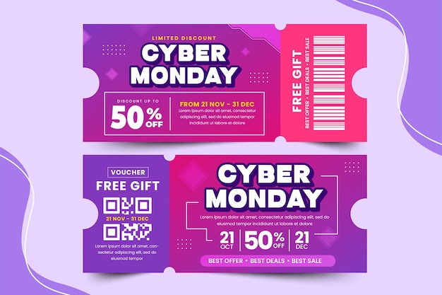 Cyber Monday voucher of coupon ontwerpsjabloon